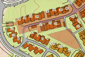 Kartbilde fra WMS-tjeneste av avviket