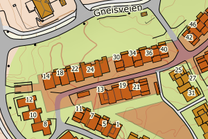 Kartbilde fra WMS-tjeneste av avviket