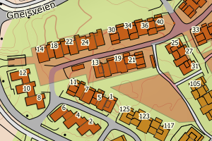 Kartbilde fra WMS-tjeneste av avviket