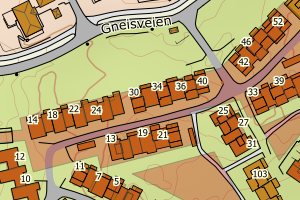 Kartbilde fra WMS-tjeneste av avviket