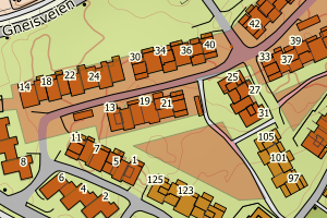 Kartbilde fra WMS-tjeneste av avviket