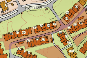 Kartbilde fra WMS-tjeneste av avviket