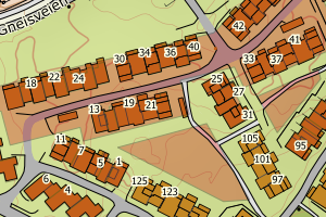 Kartbilde fra WMS-tjeneste av avviket