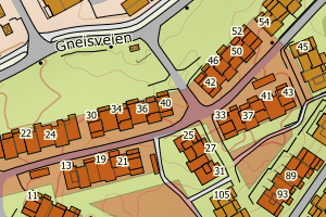 Kartbilde fra WMS-tjeneste av avviket