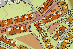 Kartbilde fra WMS-tjeneste av avviket