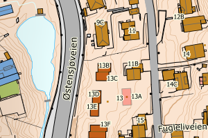 Kartbilde fra WMS-tjeneste av avviket