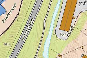 Kartbilde fra WMS-tjeneste av avviket