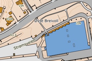 Kartbilde fra WMS-tjeneste av avviket