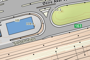 Kartbilde fra WMS-tjeneste av avviket