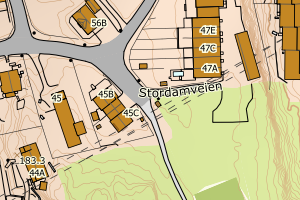Kartbilde fra WMS-tjeneste av avviket
