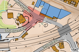 Kartbilde fra WMS-tjeneste av avviket
