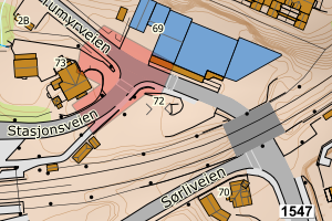 Kartbilde fra WMS-tjeneste av avviket