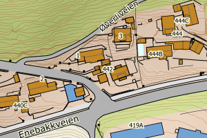 Kartbilde fra WMS-tjeneste av avviket