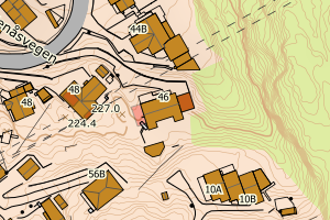 Kartbilde fra WMS-tjeneste av avviket