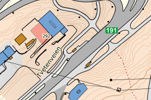 Kartbilde fra WMS-tjeneste av avviket