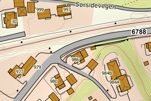 Kartbilde fra WMS-tjeneste av avviket