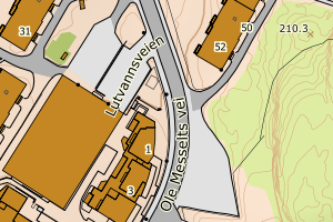 Kartbilde fra WMS-tjeneste av avviket