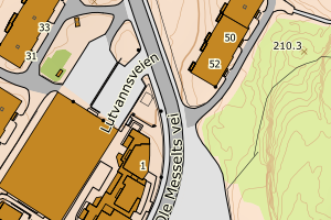 Kartbilde fra WMS-tjeneste av avviket