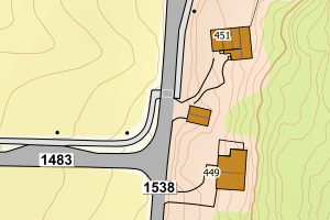 Kartbilde fra WMS-tjeneste av avviket