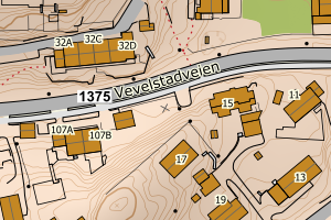 Kartbilde fra WMS-tjeneste av avviket