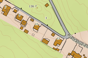 Kartbilde fra WMS-tjeneste av avviket