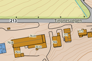 Kartbilde fra WMS-tjeneste av avviket