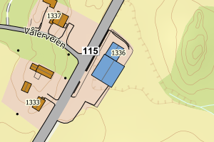 Kartbilde fra WMS-tjeneste av avviket