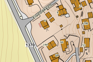 Kartbilde fra WMS-tjeneste av avviket