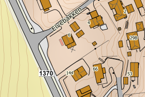 Kartbilde fra WMS-tjeneste av avviket