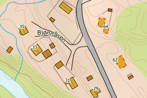 Kartbilde fra WMS-tjeneste av avviket