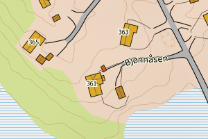 Kartbilde fra WMS-tjeneste av avviket