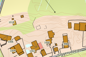 Kartbilde fra WMS-tjeneste av avviket