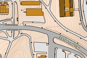 Kartbilde fra WMS-tjeneste av avviket