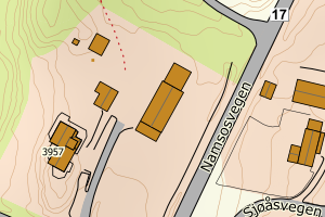 Kartbilde fra WMS-tjeneste av avviket