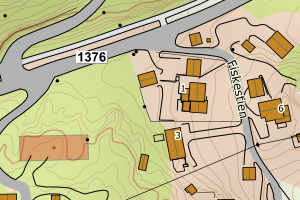 Kartbilde fra WMS-tjeneste av avviket