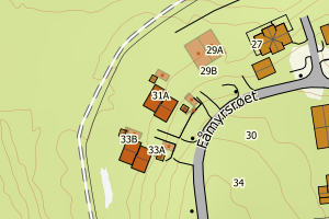 Kartbilde fra WMS-tjeneste av avviket