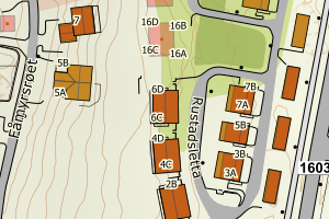 Kartbilde fra WMS-tjeneste av avviket