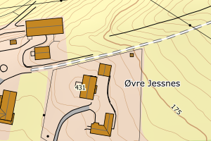 Kartbilde fra WMS-tjeneste av avviket