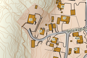 Kartbilde fra WMS-tjeneste av avviket