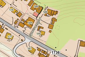 Kartbilde fra WMS-tjeneste av avviket