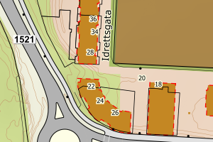 Kartbilde fra WMS-tjeneste av avviket