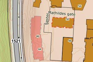Kartbilde fra WMS-tjeneste av avviket