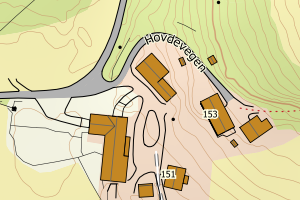 Kartbilde fra WMS-tjeneste av avviket