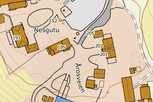 Kartbilde fra WMS-tjeneste av avviket