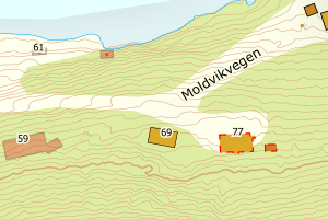 Kartbilde fra WMS-tjeneste av avviket