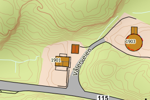 Kartbilde fra WMS-tjeneste av avviket