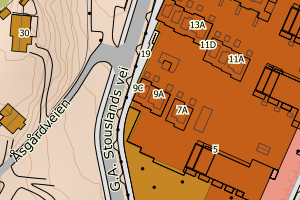 Kartbilde fra WMS-tjeneste av avviket