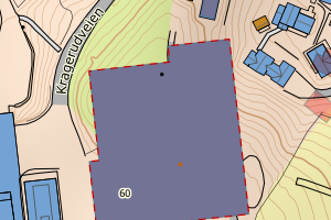 Kartbilde fra WMS-tjeneste av avviket