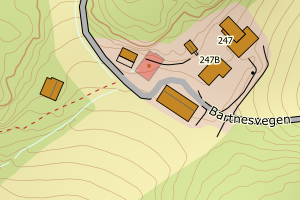 Kartbilde fra WMS-tjeneste av avviket