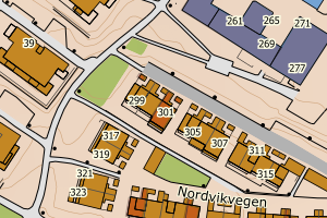 Kartbilde fra WMS-tjeneste av avviket